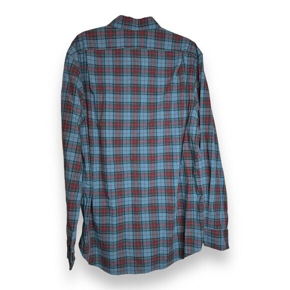 Ralph Lauren Polo Shirt Adult XL Slim Fit Blue Red Pony Button Up Plaid Mens - Picture 5 of 10